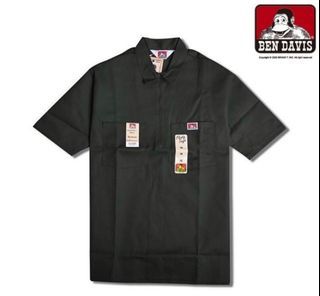 BEN DAVIS HALF ZIP SLEEVE SHIRT  半門襟 拉鍊 工作 襯衫 黑色XL