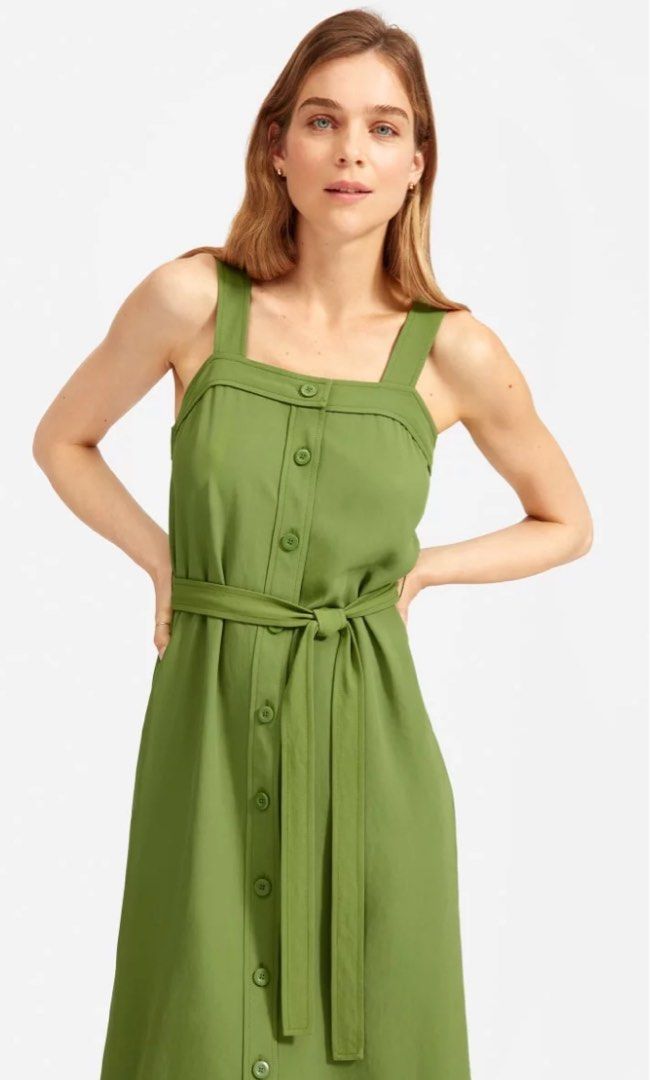 BNWT Everlane The Japanese GoWeave Picnic Dress Fig Leaf Size 10
