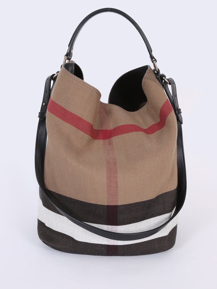 Burberry ashby medium deals canvas bucket bag