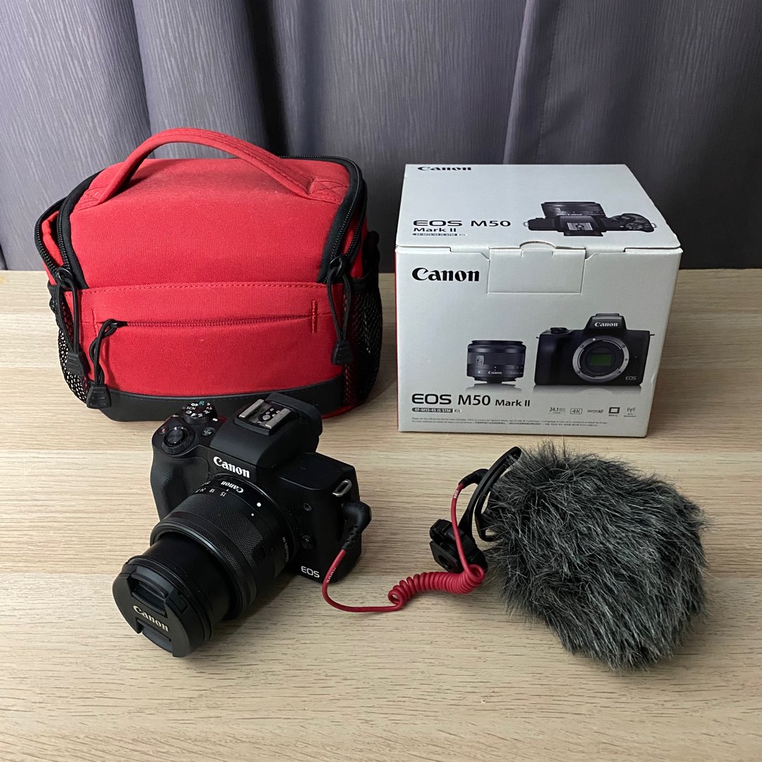 Canon EOS M50 Mark II 1K Shutter Count!! With Kit Lens & Rode Microphone (Include Box, Bag, 2