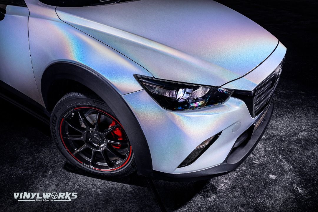 Car Wrap Mazda CX3 Full Car Exterior Wrap (Holographic Metallic White