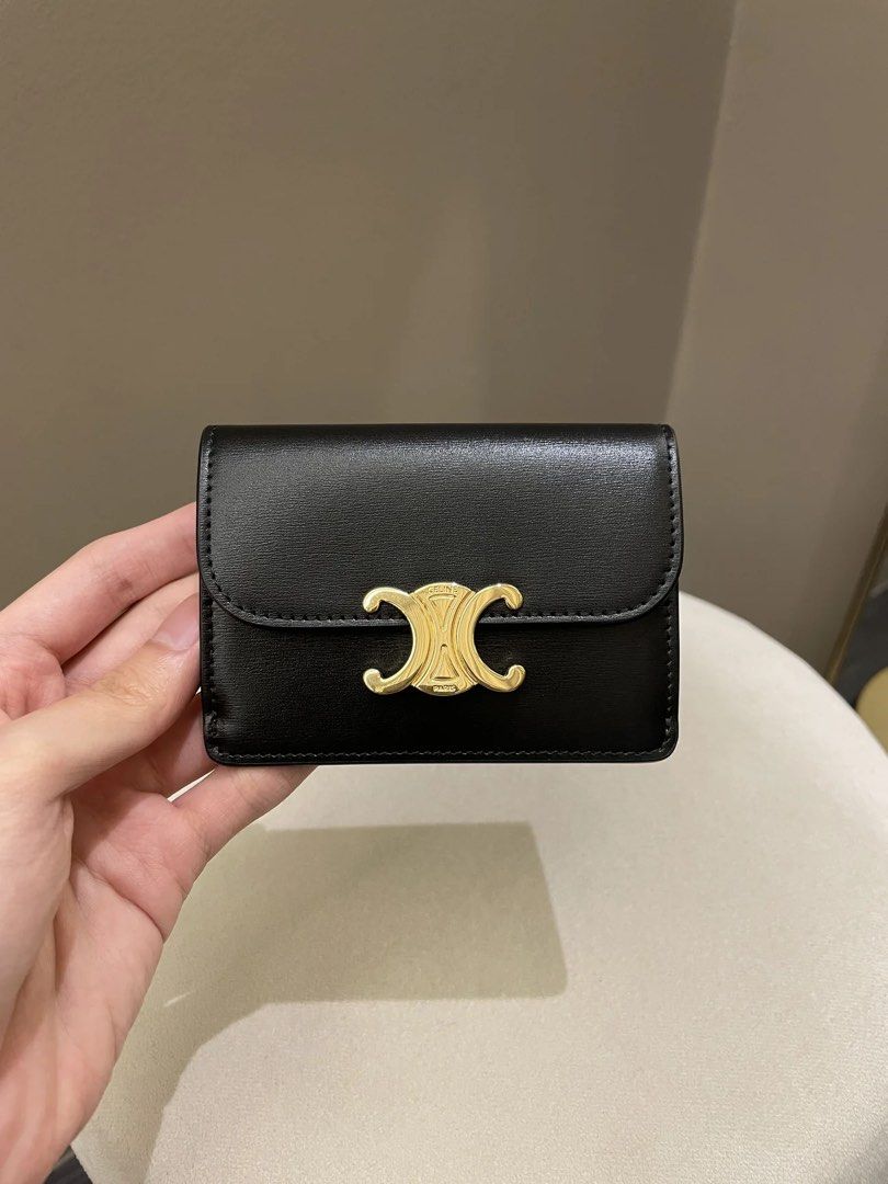 Celine - Card Holder Triomphe in Shiny Calfskin Black For Women - 24S