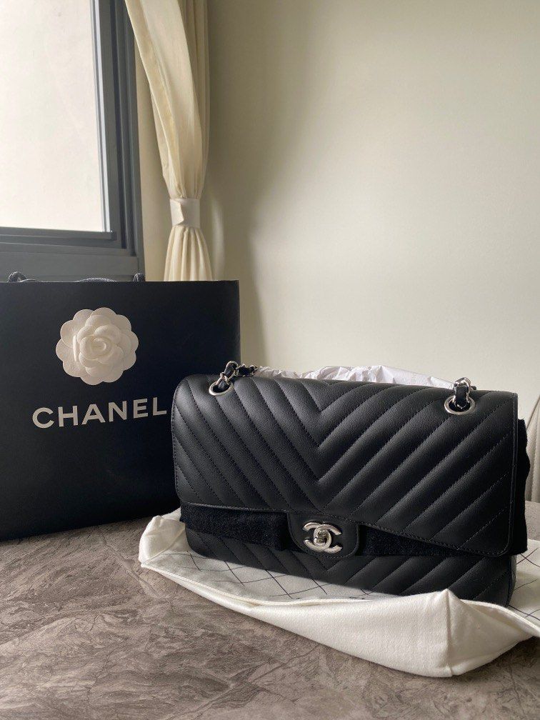 Chanel double shop flap chevron