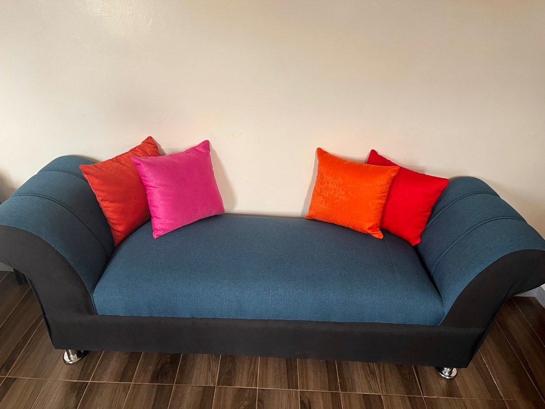 Cleopatra three seater (Category: Sofas) located in Paranaque City. Submitted by abby_e_g (Listing ID 1219768737, Image 3). Description: Brandnew Stainless Steel Feet Uratex Foam Fabric Made.
