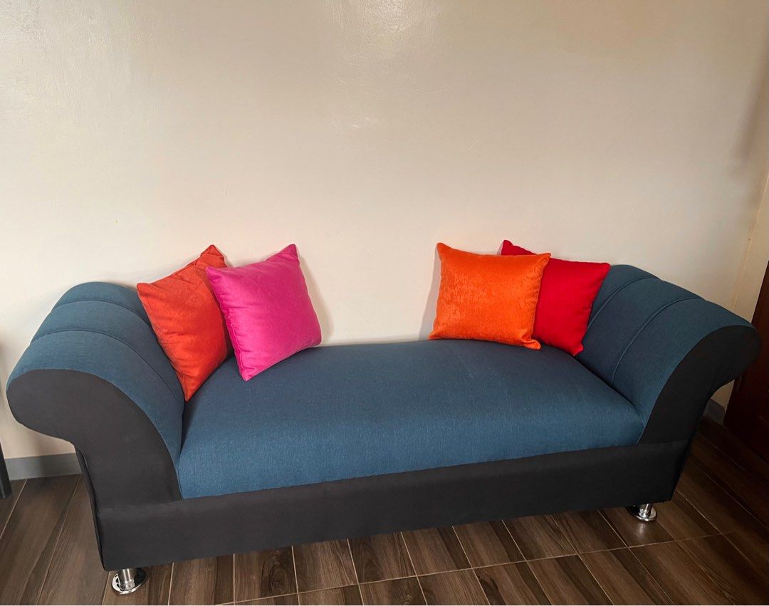 Cleopatra three seater (Category: Sofas) located in Paranaque City. Submitted by abby_e_g (Listing ID 1219768737, Image 1). Description: Brandnew Stainless Steel Feet Uratex Foam Fabric Made.