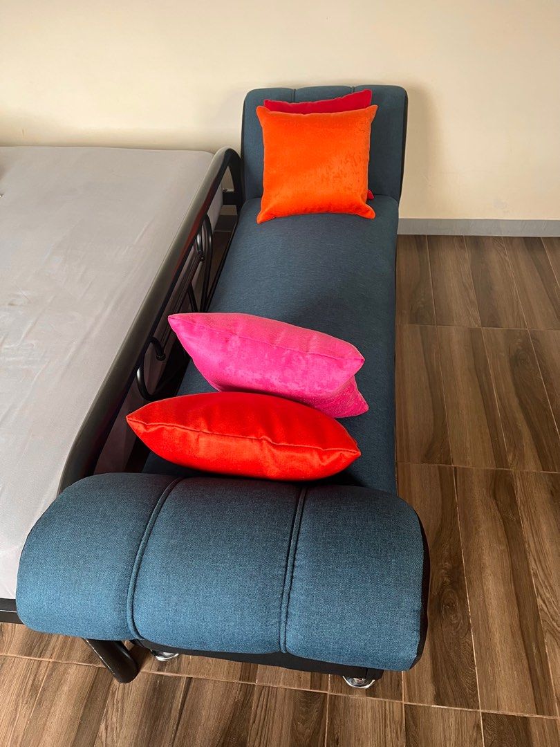 Cleopatra three seater (Category: Sofas) located in Paranaque City. Submitted by abby_e_g (Listing ID 1219768737, Image 2). Description: Brandnew Stainless Steel Feet Uratex Foam Fabric Made.