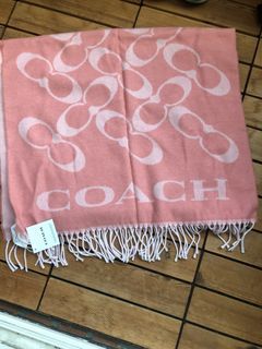 義大利🇮🇹製COACH 97%羊毛3%Cachmere蜜桃粉色大圍巾🧣