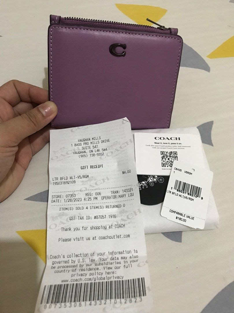 Coach Purple Bifold slim wallet (from Retail) (Category: Luxury Bags & Wallets) located in Orani. Submitted by xtine_rose (Listing ID 1219766876, Image 2). Description: .