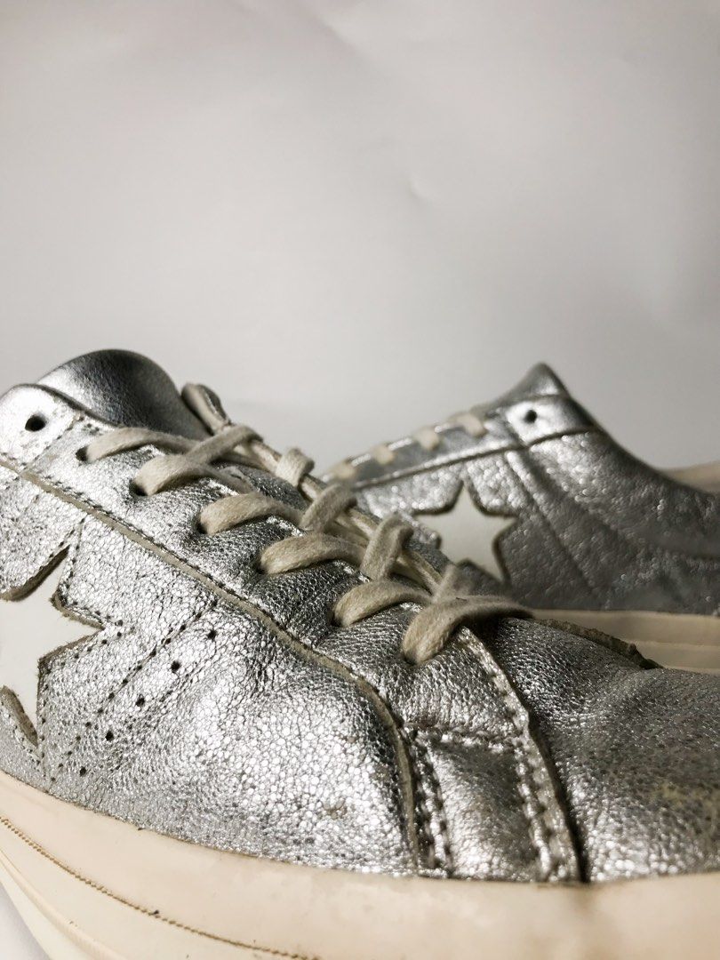 Converse one star silver metallic top