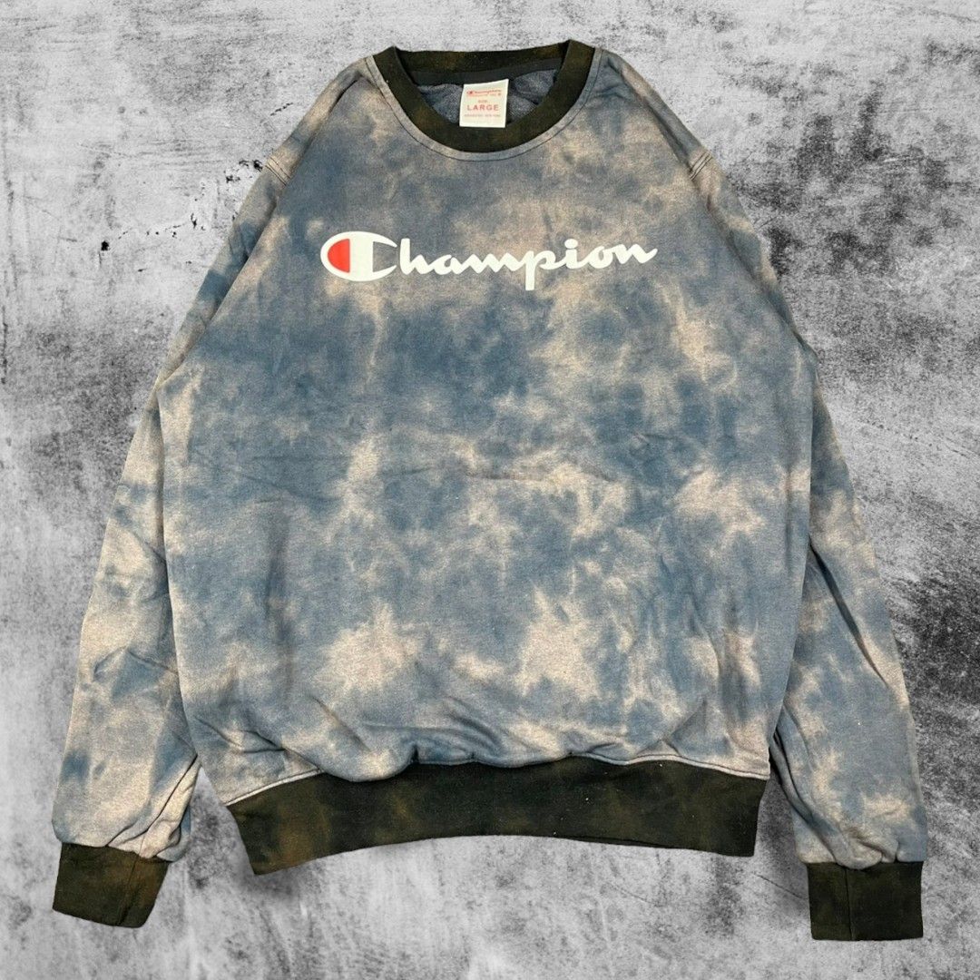 Crewneck Champion Script Logo Sandwash Tie Dye