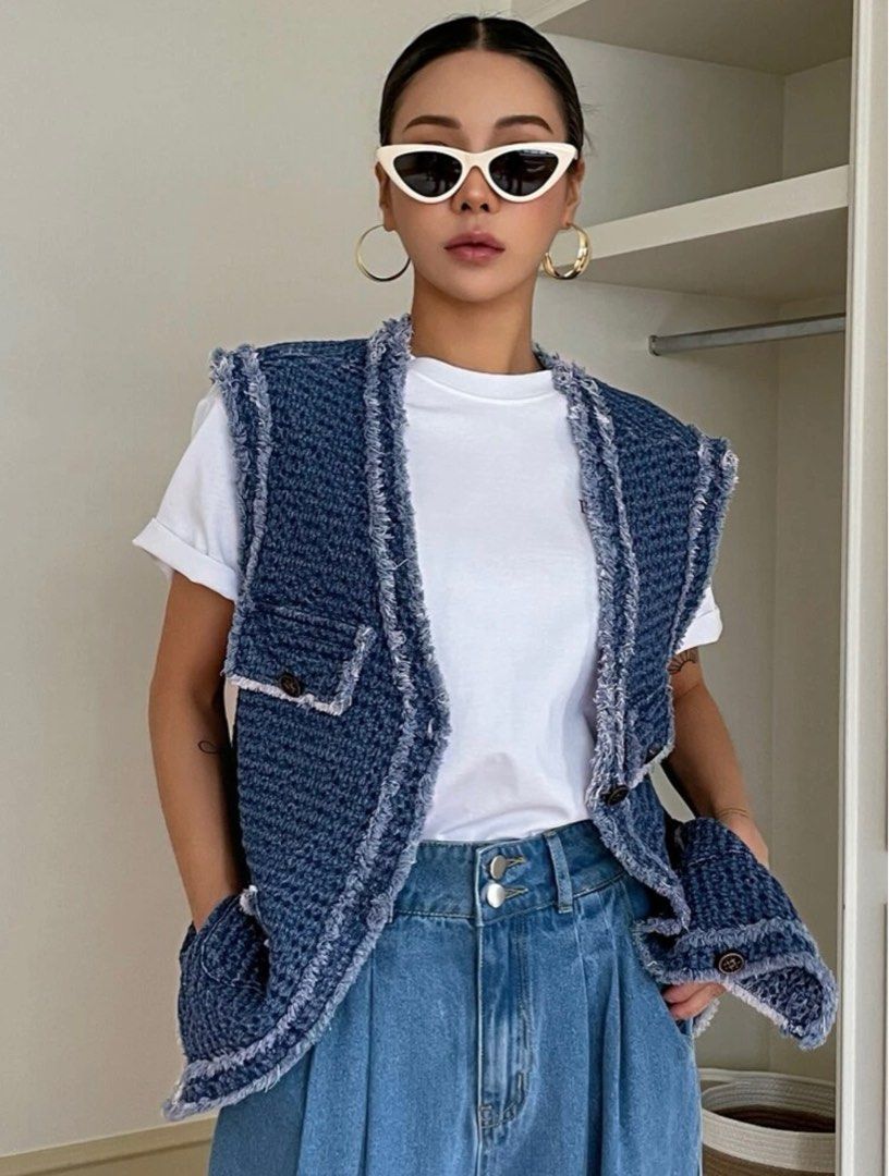 Raw cut denim jacket hot sale