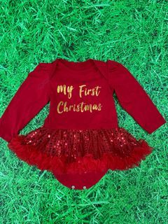 Dress tutu jumpsuit natal merah anak bayi