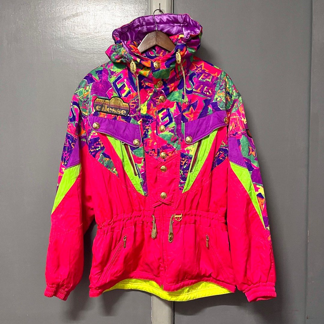 Ellesse Italy Retro Neon Colorful 80s Vintage 2 Way Rare Jacket