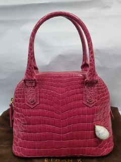 Ethan K Ostrich Leather Mini Briefcase Top-handle Bag in Pink
