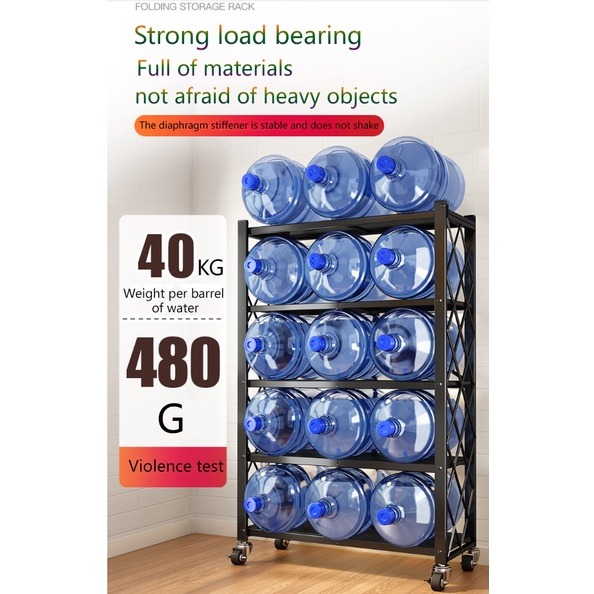 Folding storage rack installation free movable storage rack all metal ...