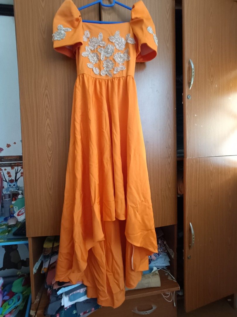 Folkdance Filipiniana Dress Orange Women s Fashion Dresses