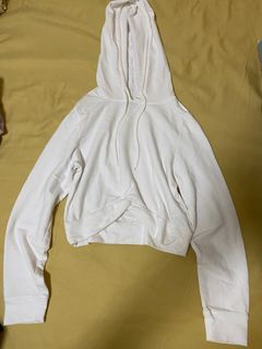 Forever 21 White Cropped Hoodie