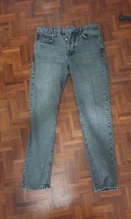 Grey Acid Wash Topman Straightleg Jeans