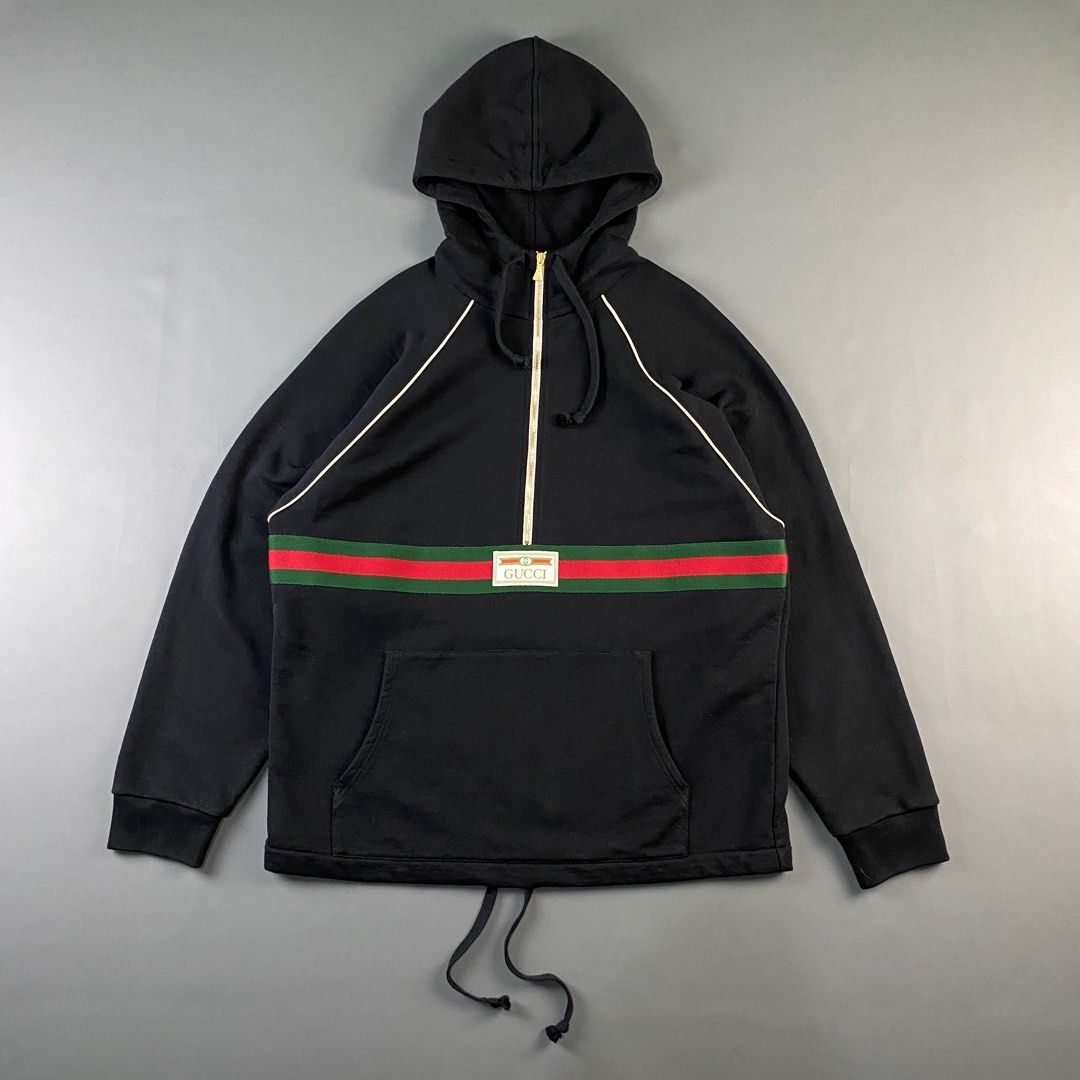 Gucci Black French Terry Half-Zip Hoodie