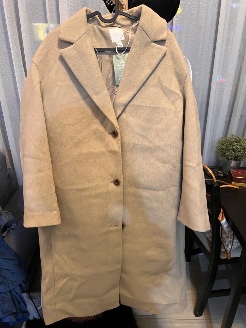 H&M long coat, Women's Fashion, Coats, Jackets and Outerwear on Carousell