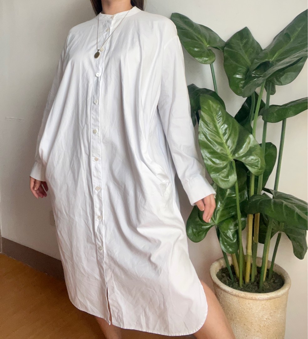 ING white cotton dress with pockets,l to xl, Women's Fashion, Dresses