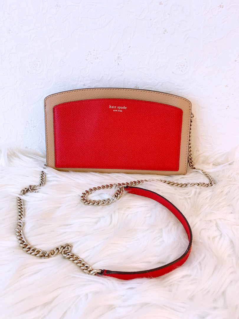 Kate Spade Margaux East West Refined Crossbody Bag (Brown/Red), Luxury,  Bags & Wallets on Carousell