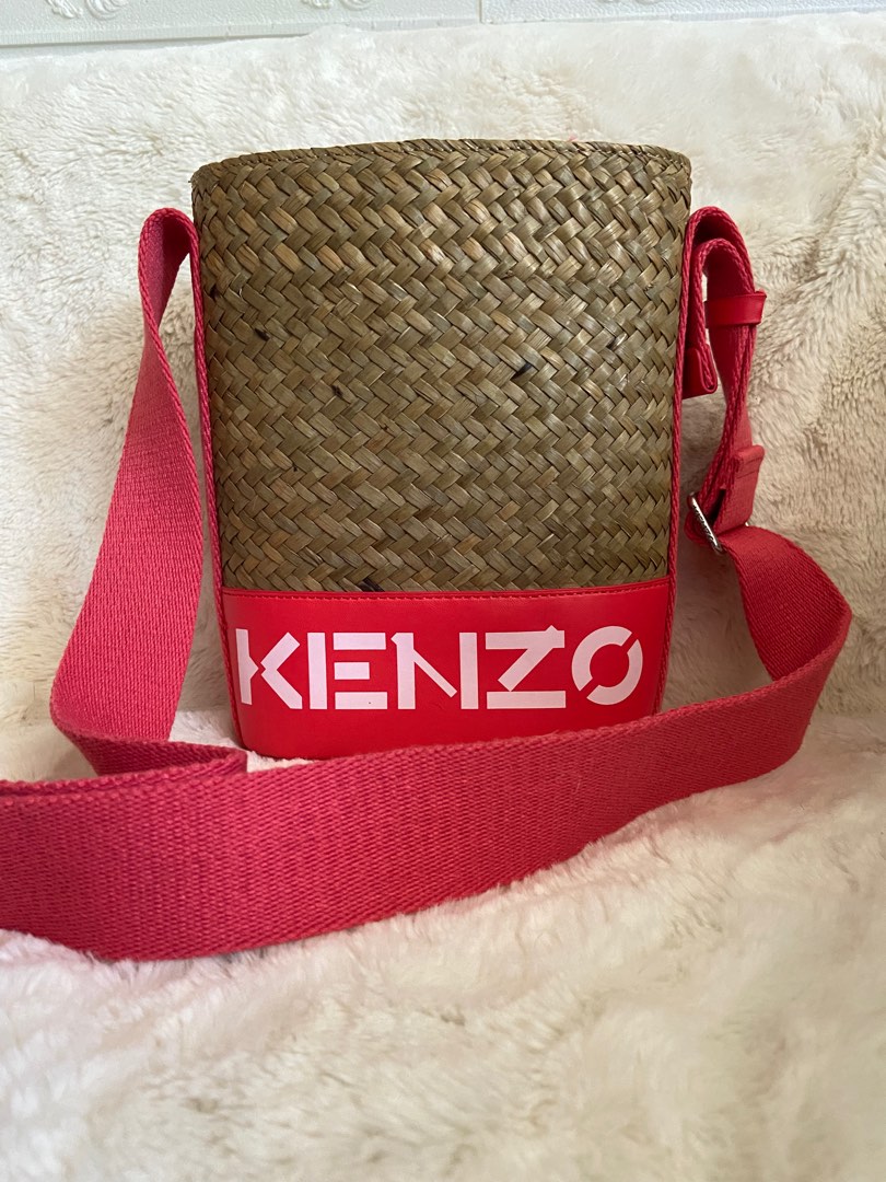Kenzo Logo Print Straw Rattan Bag on Carousell