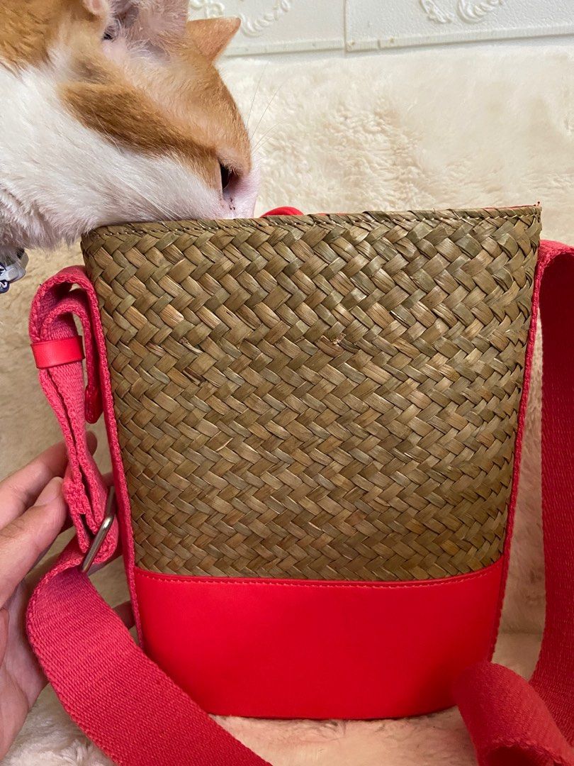 Kenzo Logo Print Straw Rattan Bag on Carousell