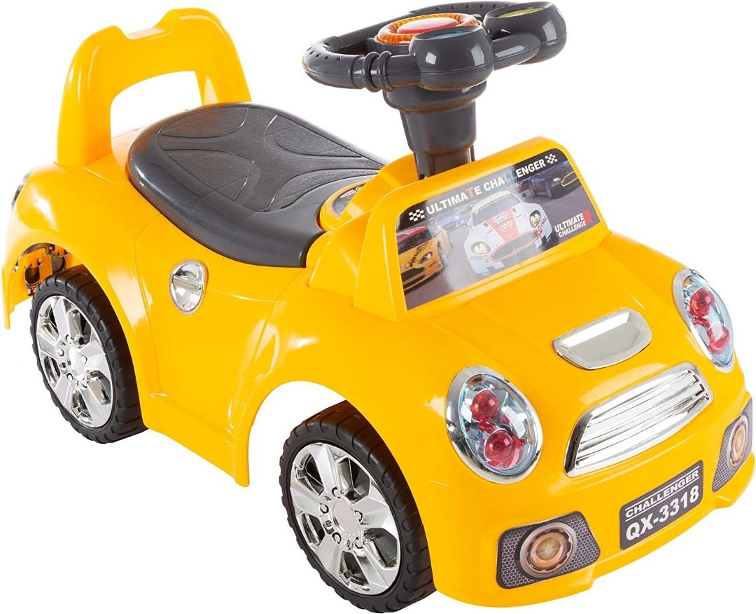 Kids Push Car Scoot and Ride Car with Steering Wheel Lights