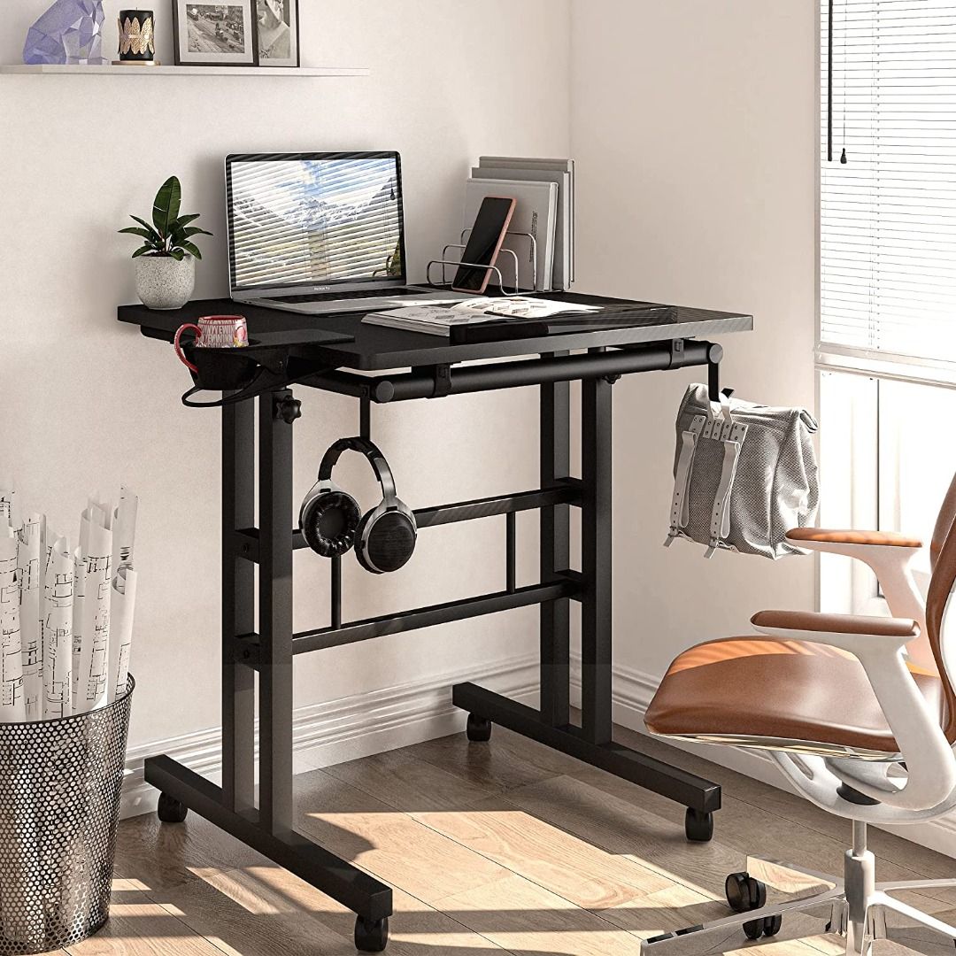Small adjustable deals desk on wheels