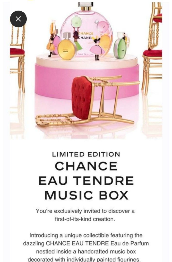 Chanel CHANCE EAU TENDRE LIMITED EDITION EAU DE PARFUM MUSIC BOX, Beauty &  Personal Care, Fragrance & Deodorants on Carousell
