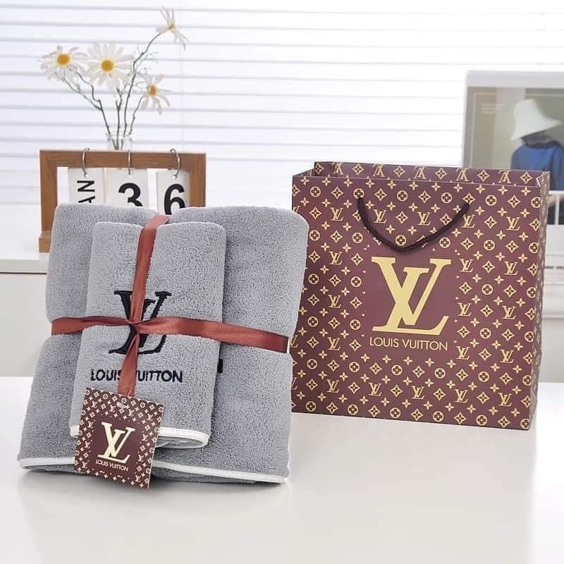 LV 2 in 1 Bath Towel Set with Paper Bag Furniture Home Living