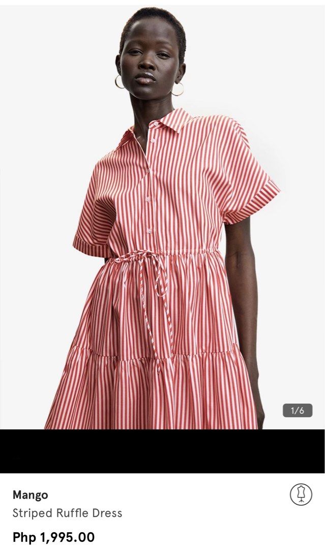 Mango red striped dress sales