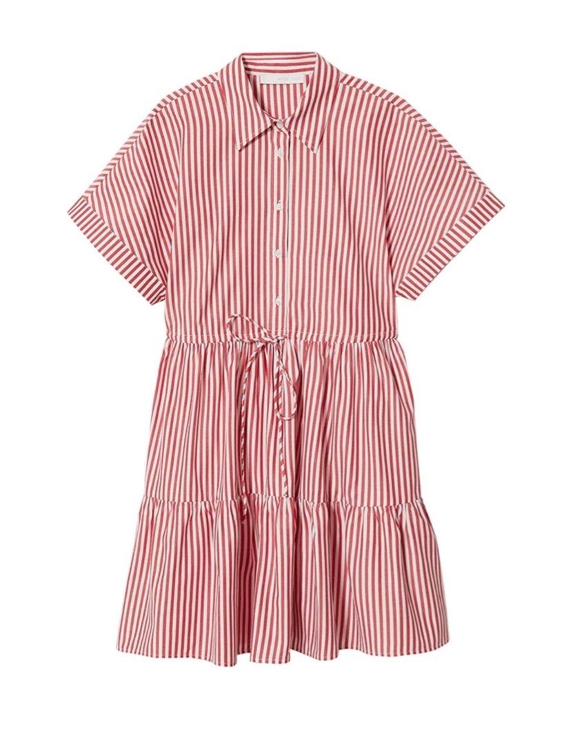 Mango red striped dress discount