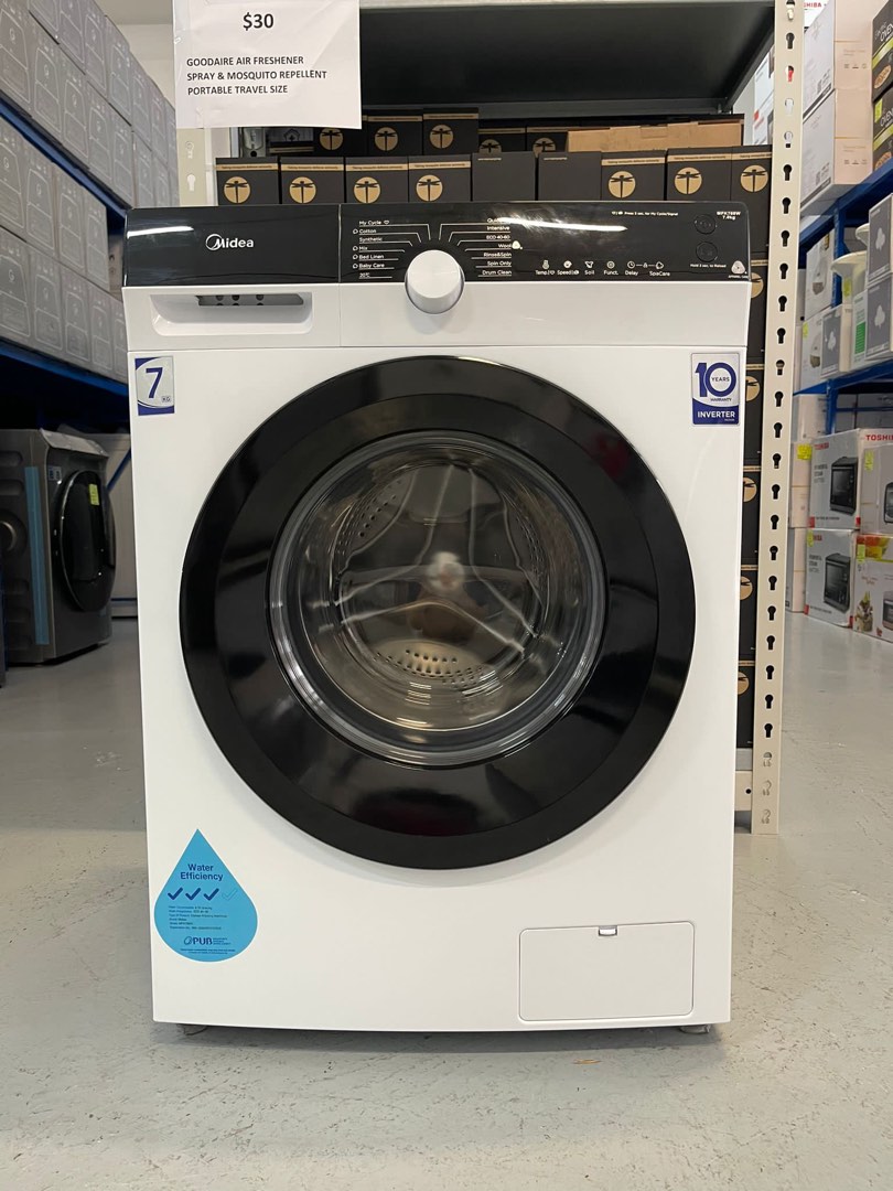 MIDEA 7KG FRONT LOAD WASHER MFK768W Display Set, TV & Home Appliances, Washing Machines and
