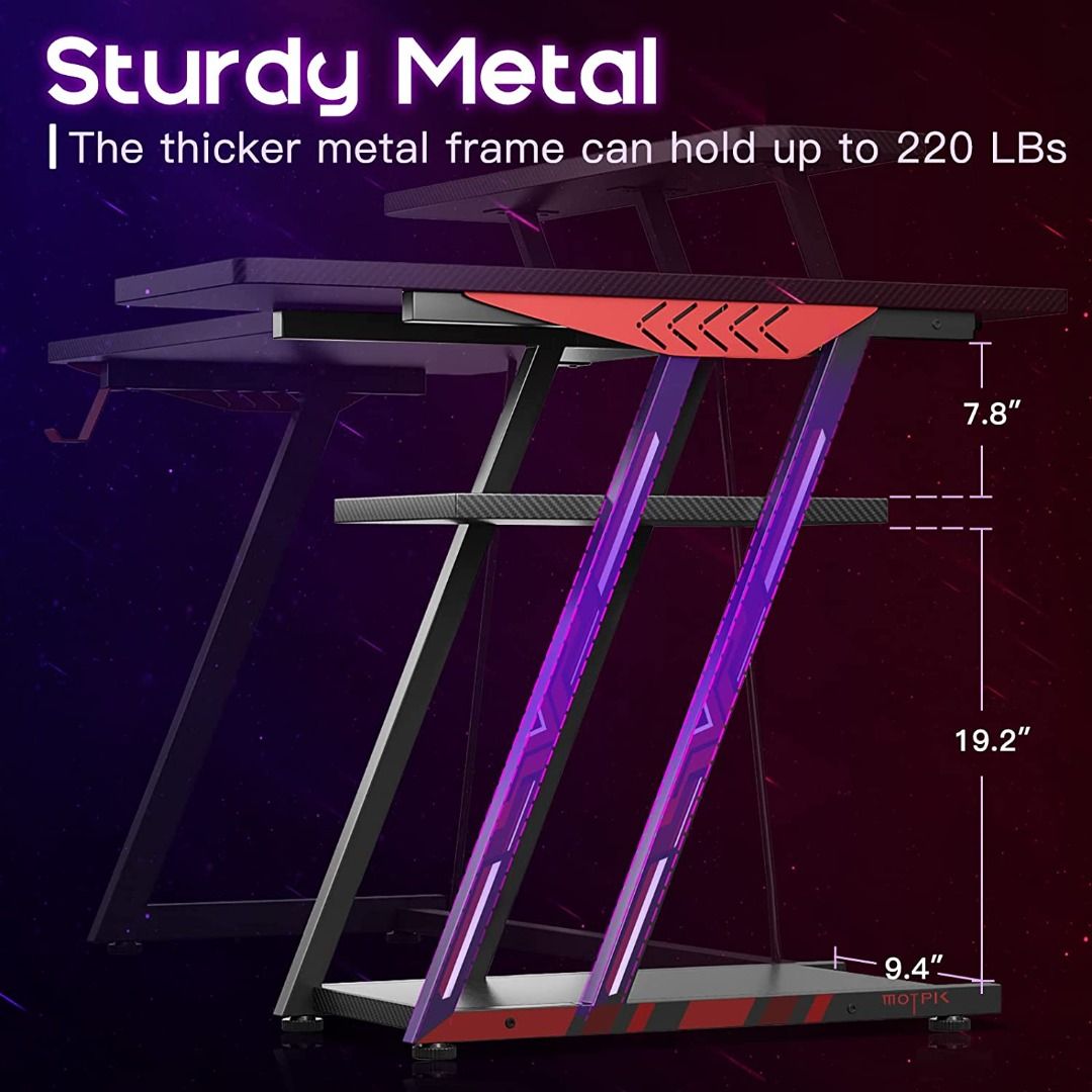 MOTPK Gaming Desk L Shaped, Small Corner Desk with Storage Shelf