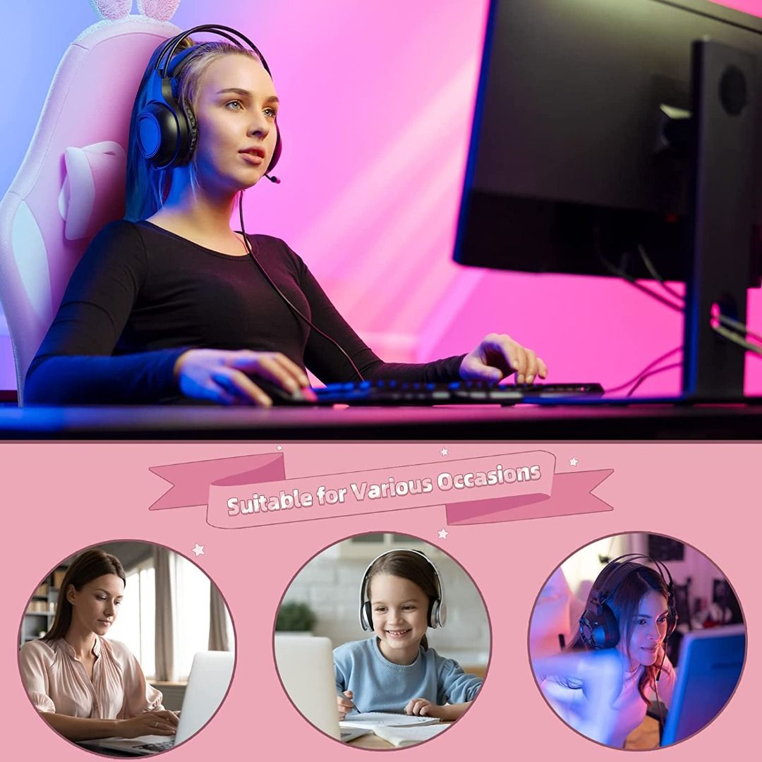 MUZII Pink Gaming Chair Video Game Chairs Racing Office Gaming