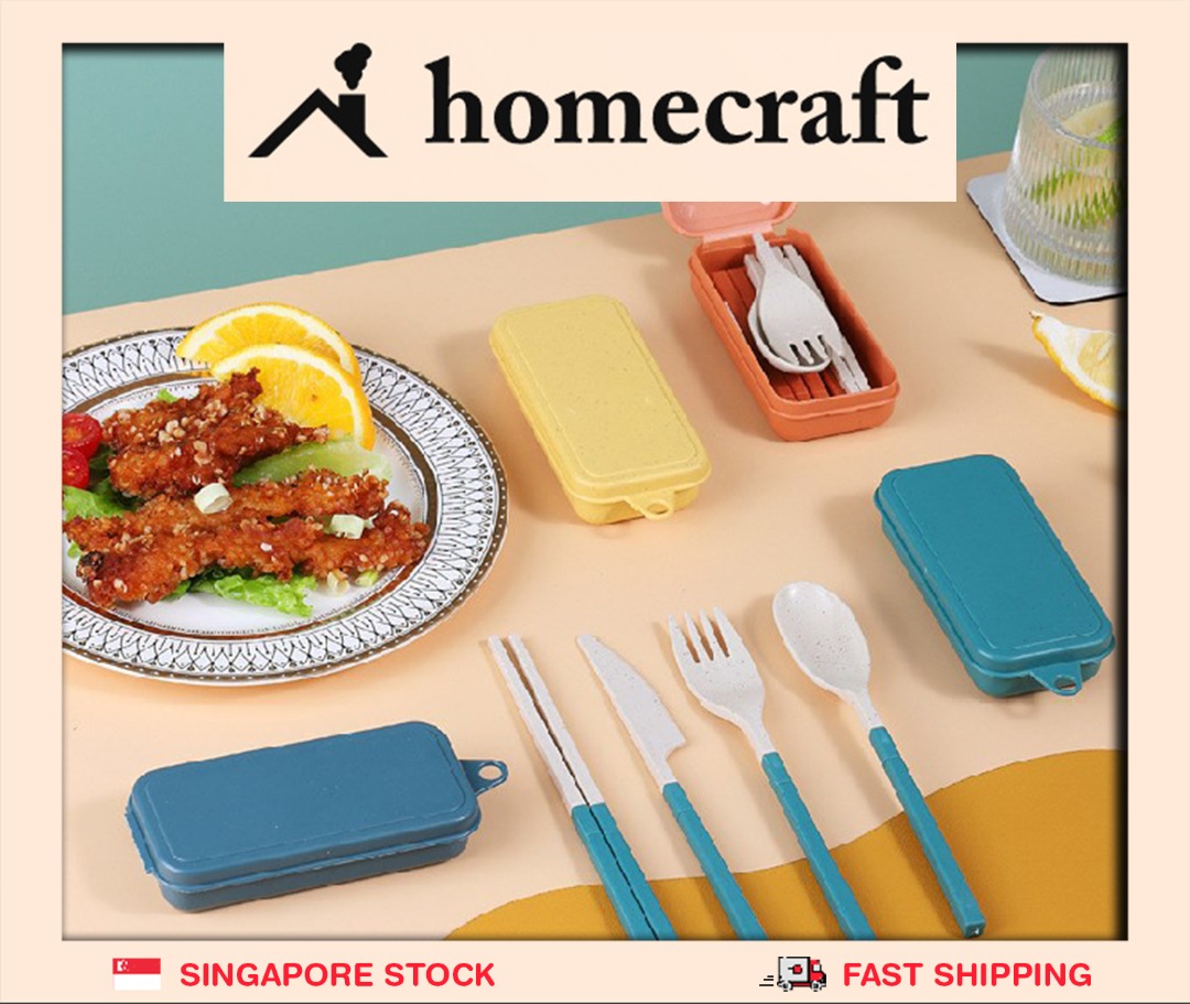 Home　HOMECRAFT　NEW]　Kitchenware　Work　Cutlery　Tableware,　Dinnerware　Office　knife　outdoor　portable　Gift　four-piece　Travel　spoon,　Furniture　Living,　Cutlery　fork　Set　Small　Picnic　chopsticks　on　Carousell