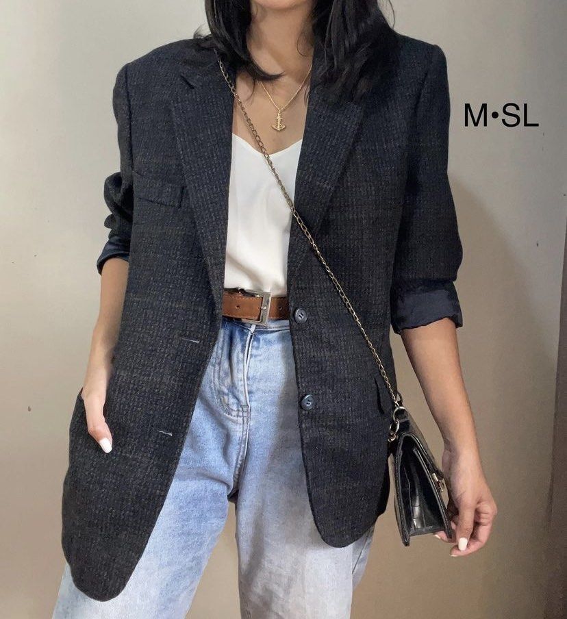 Oversized Tweed Blazer, Women's Fashion, Coats, Jackets and Outerwear