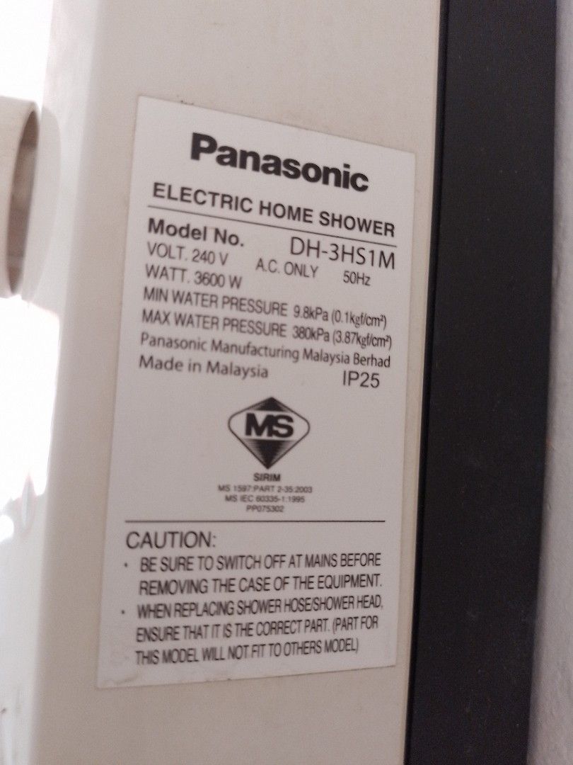 Panasonic Water Heater No Pump White, TV & Home Appliances, Water