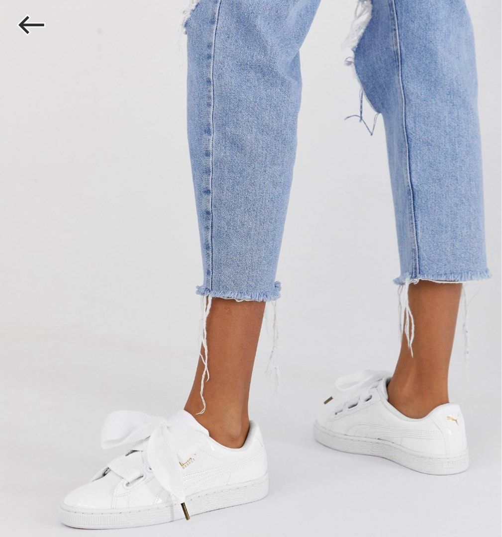 White puma basket heart trainers online