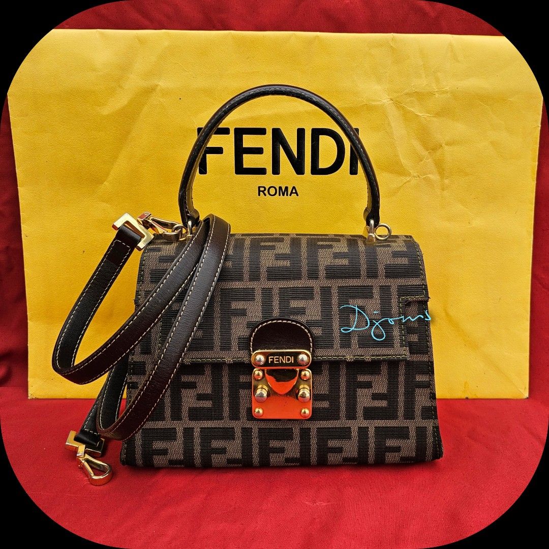 Fendi Zucca Pochette - Black, Luxury, Bags & Wallets on Carousell