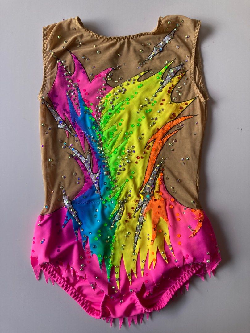 Rhythmic Gymnastics Leotard (pink / multicolor) 120130cm height