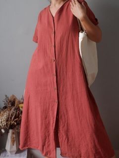 Rose linen dress L-XL