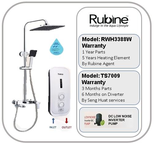 RUBINE RWH3399W BOW INSTANT WATER HEATER WITH CLASSICLA TS7009