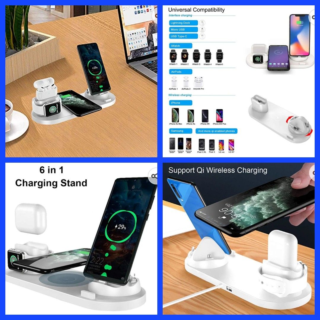 Sale 6 in 1 Charging Station Compatible with iPhone Android Type