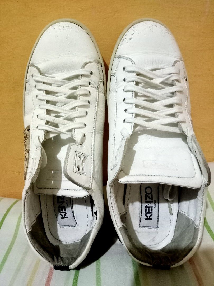 Sepatu KENZO leather low trainer white made in portugal size 38 preloved