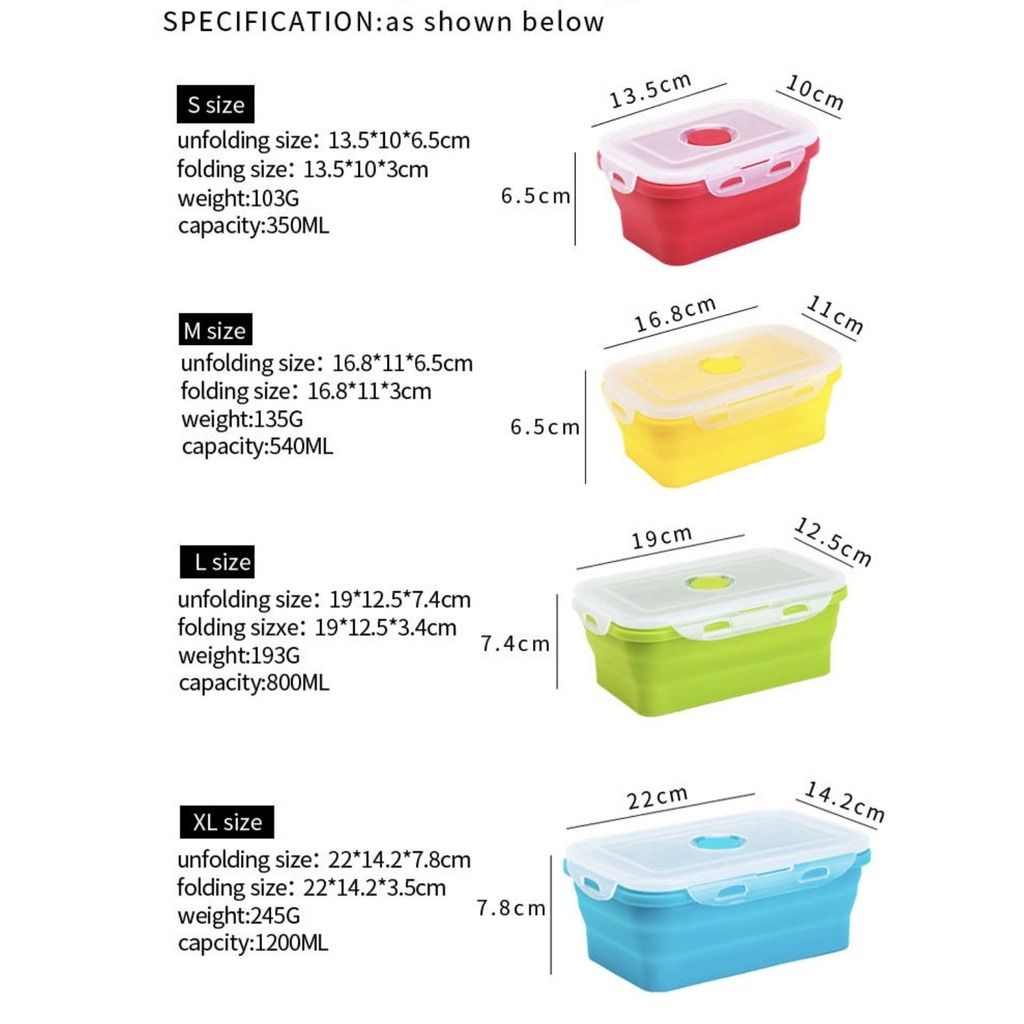 Collapse-it Silicone Food Storage Containers - BPA Free Airtight Silicone  Lids, 4 Piece Set of 6-Cup, 4-Cup, 3.5-Cup, 2-Cup Collapsible Lunch Box