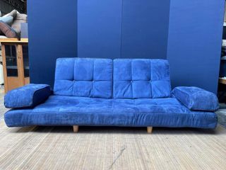 Sofabed 75”L x 46”W   3 seater Double size bed Fabric seat Bulky foam In good condition