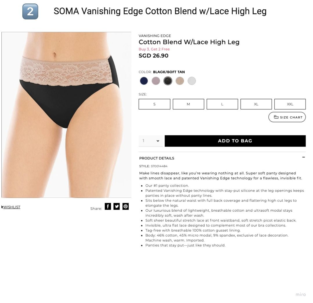 Soma Embraceable Super Soft Signature Lace High-Leg Brief, Black